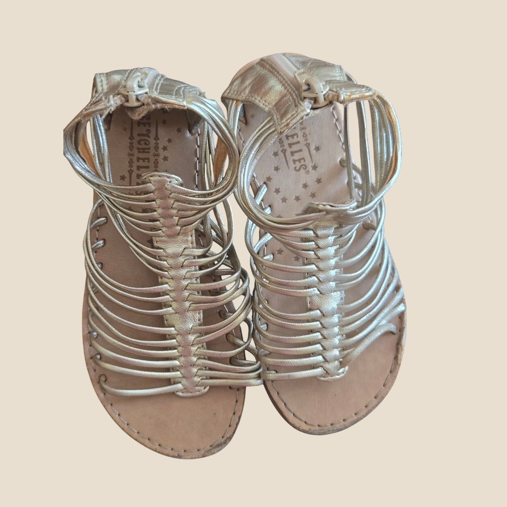 Seychelles Kids Gold Metallic Strappy Gladiator Sandals Back Zip Girls‎ Size 13